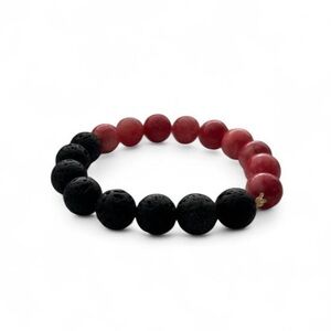 Macy's Black and Red Lava Stone Bracelet